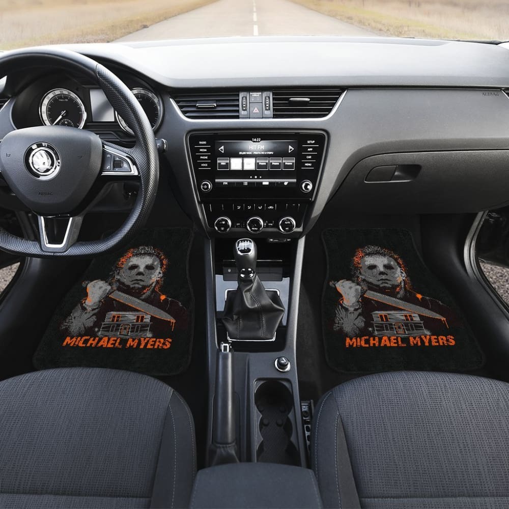 Horror Car Floor Mats Michael Myers Vintage Maple Leaf Color Car Floor Mats
