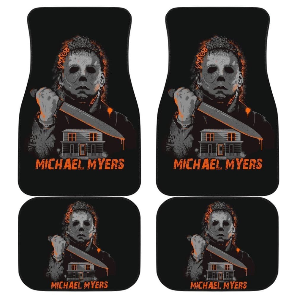 Horror Car Floor Mats Michael Myers Vintage Maple Leaf Color Car Floor Mats