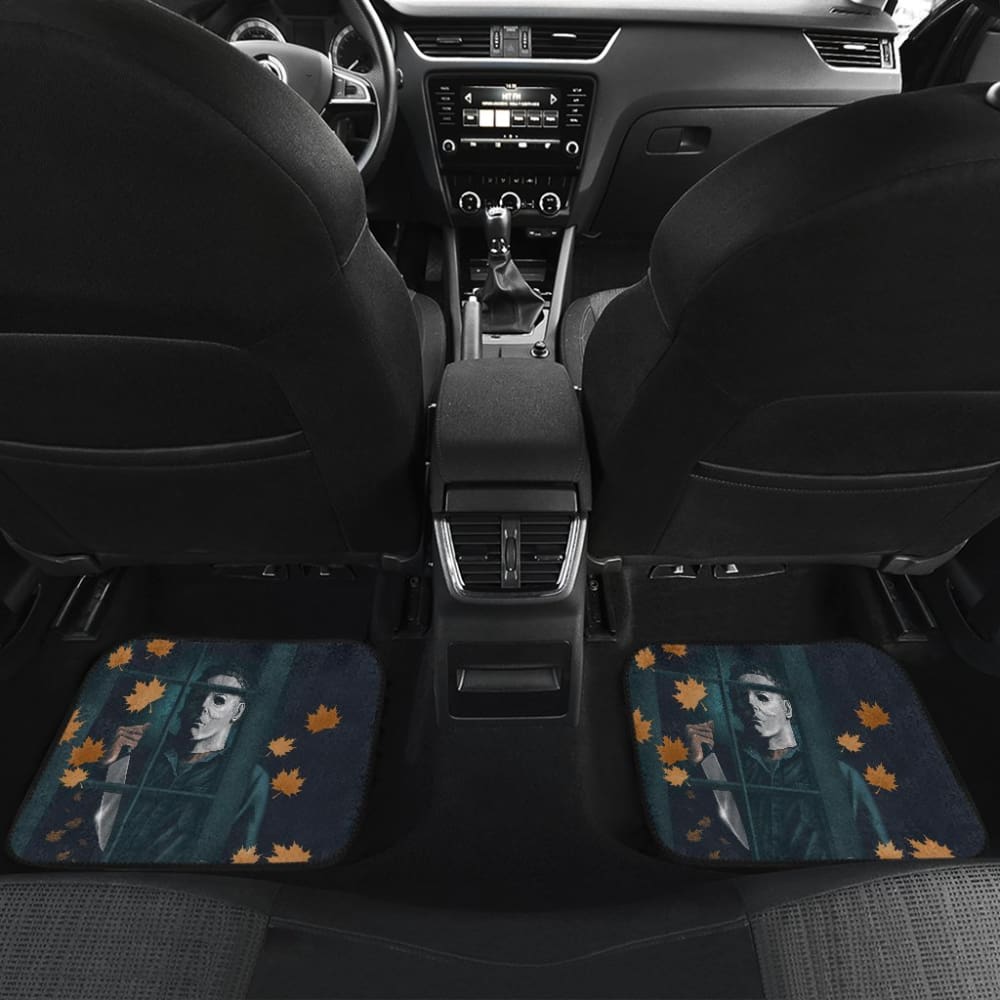 Horror Car Floor Mats Michael Myers Window Maple Leaf Patterns Car Floor Mats