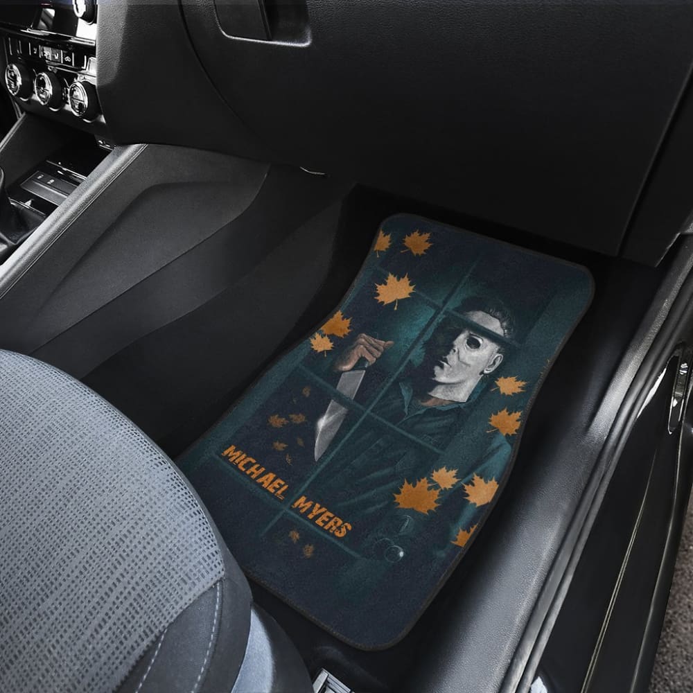 Horror Car Floor Mats Michael Myers Window Maple Leaf Patterns Car Floor Mats