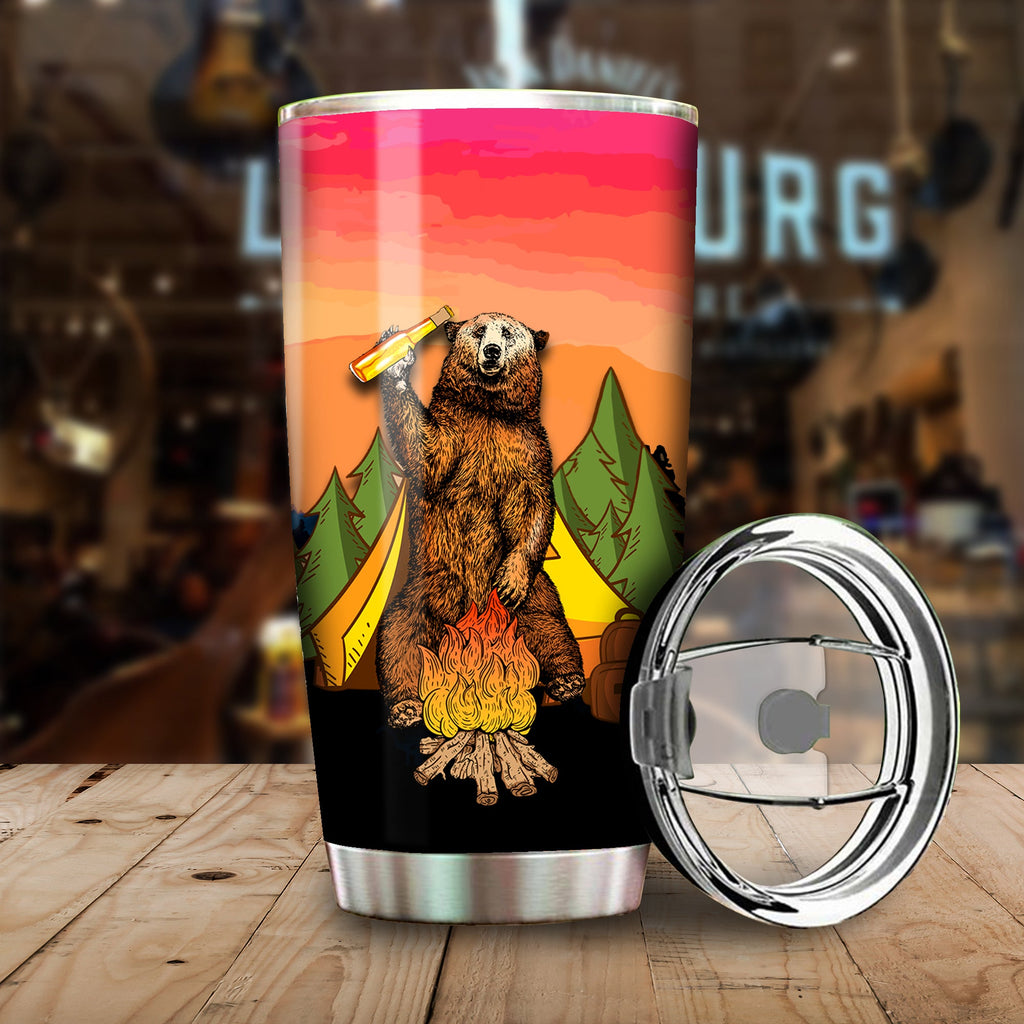 Camping Tumbler Camping Bear I Hate People Tumbler Cup Travel Mug