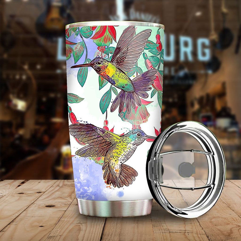 Gifury Bird Tumbler Hummingbirbs color Art Tumbler 20 Oz 30 Oz Bird Travel Mug 2022