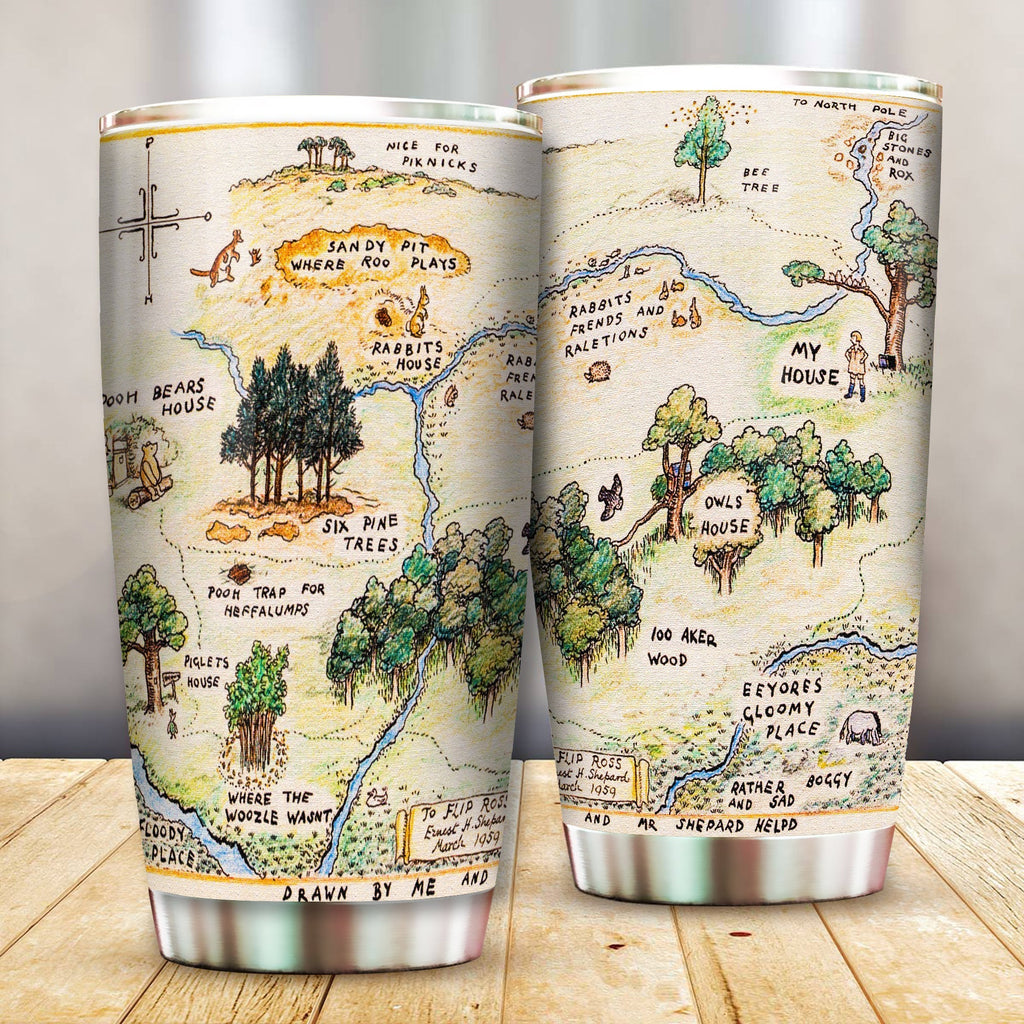  DN WTP Tumbler The Hundred Acre Wood Classic Map Tumbler Cup High Quality WTP Travel Mug
