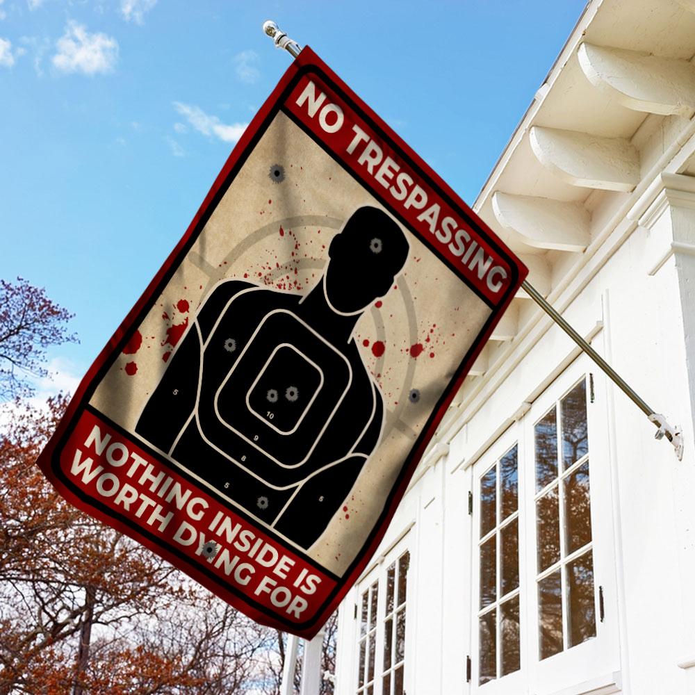 Gifury Halloween Flags No Trespassing Nothing Inside Is Worth Dying For Funny Halloween House Flag Halloween Garden Flag 2023