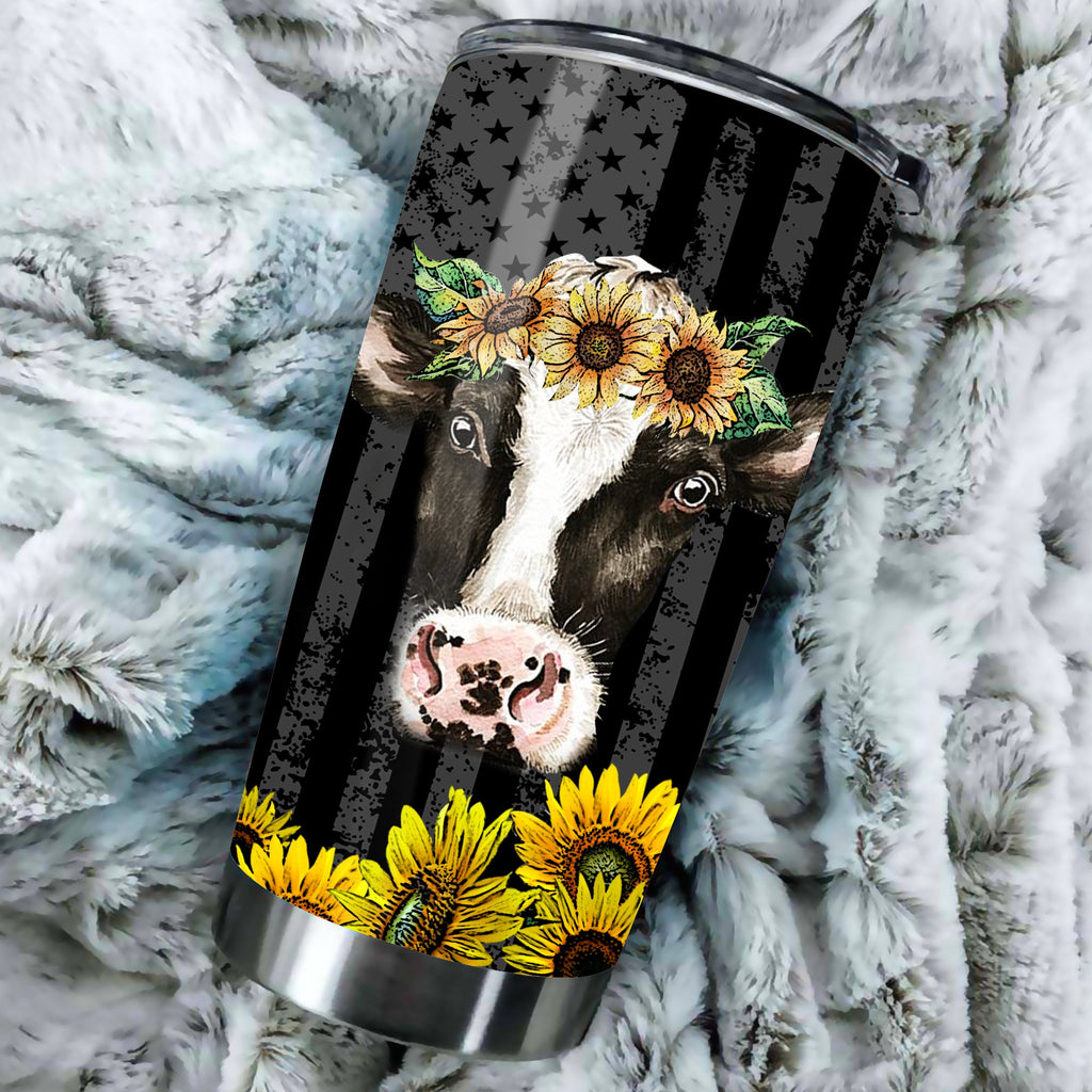 Gifury Farmer Cow Tumbler Sunflower Cow Lover Tumbler Cup Cow Travel Mug 2023