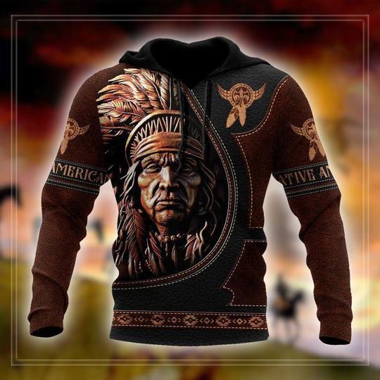 Gifury Native American Hoodie Native American Carve Wooden Chief Hoodie Native American Apparel 2022