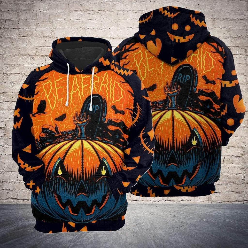 Gifury Halloween Hoodie Halloween Apparel Pumpkin Zombie Be Afraid Black Orange Hoodie Halloween Clothing 2022