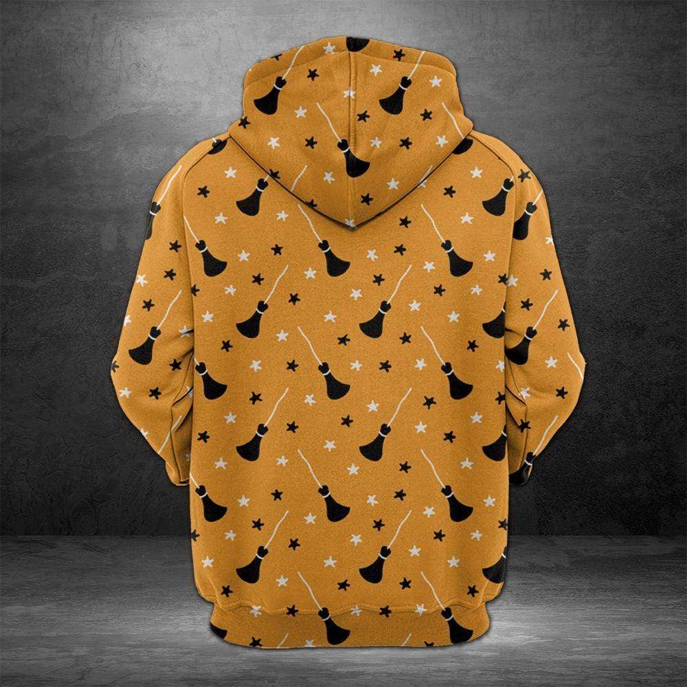 Gifury Halloween Hoodie Halloween Apparel I'm The Grandma Witch Broomstick Pattern Orange Hoodie Halloween Clothing 2024