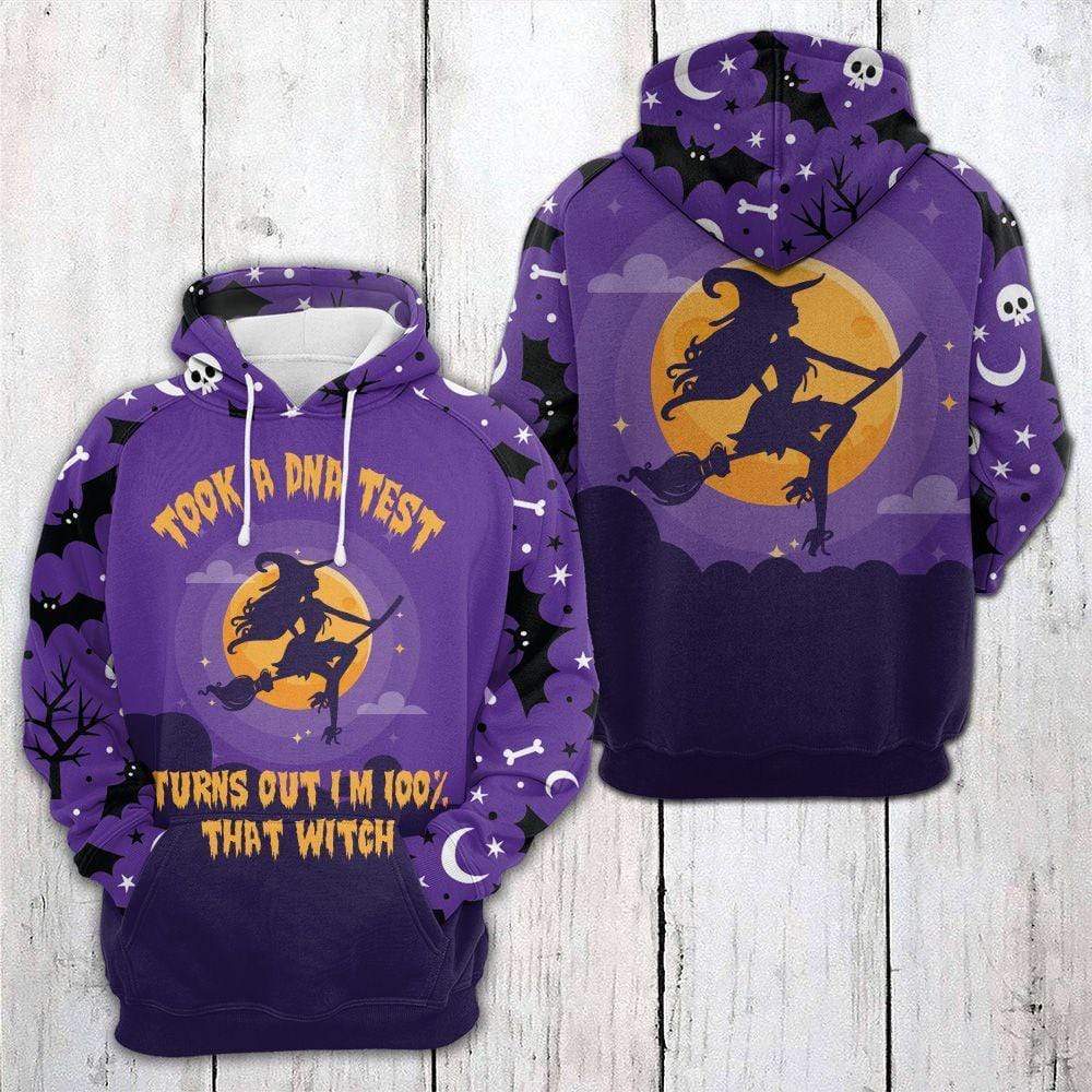 Gifury Halloween Hoodie Halloween Apparel Took A DNA Test Turn Out I'm 100 Percent That Witch Purple Hoodie Halloween Clothing 2022