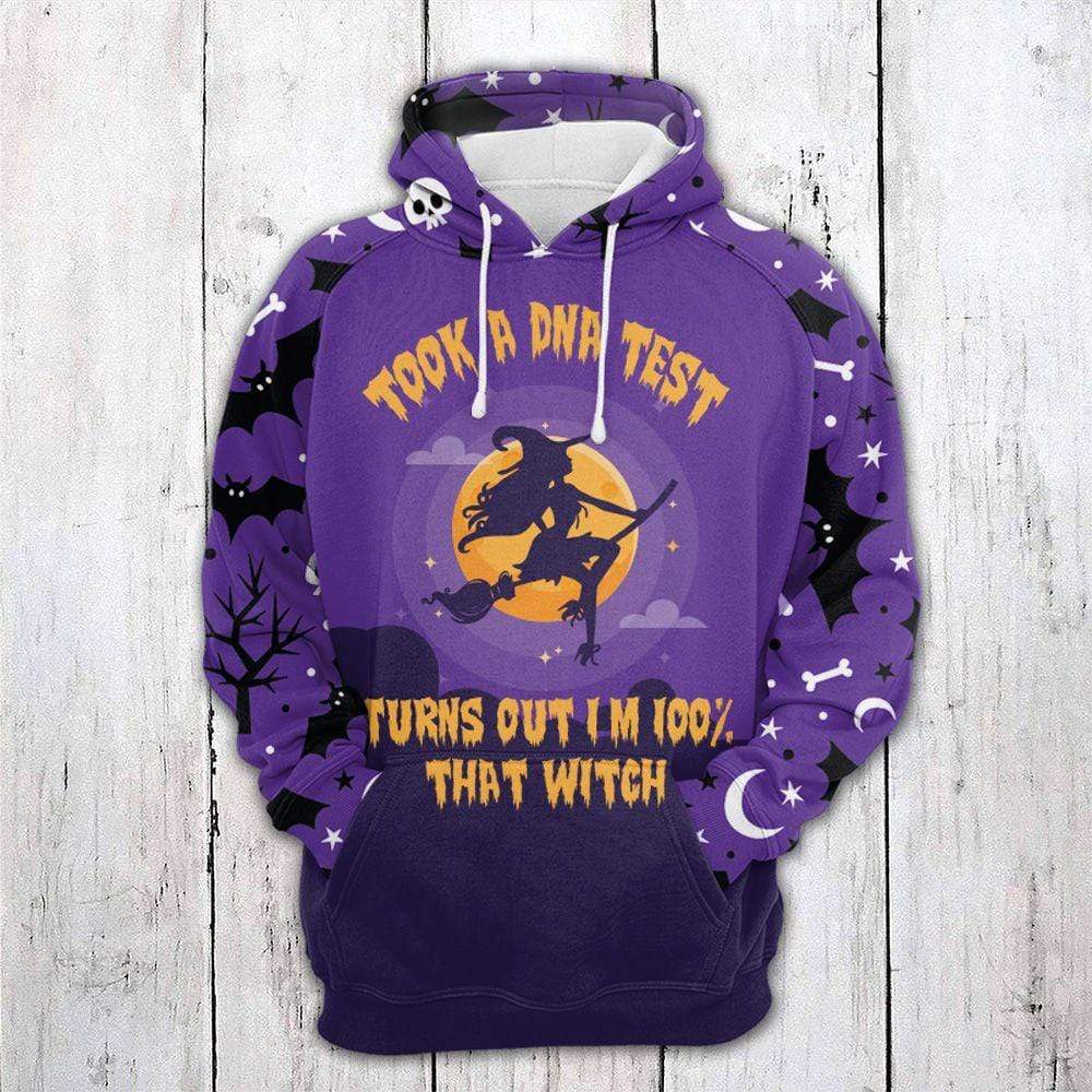 Gifury Halloween Hoodie Halloween Apparel Took A DNA Test Turn Out I'm 100 Percent That Witch Purple Hoodie Halloween Clothing 2023