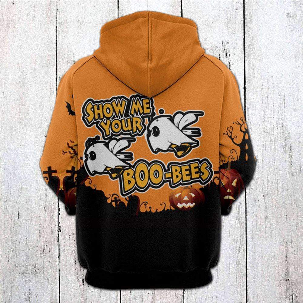 Gifury Halloween Hoodie Halloween Apparel Show Me Your Boo Bees Orange Hoodie Halloween Clothing 2024