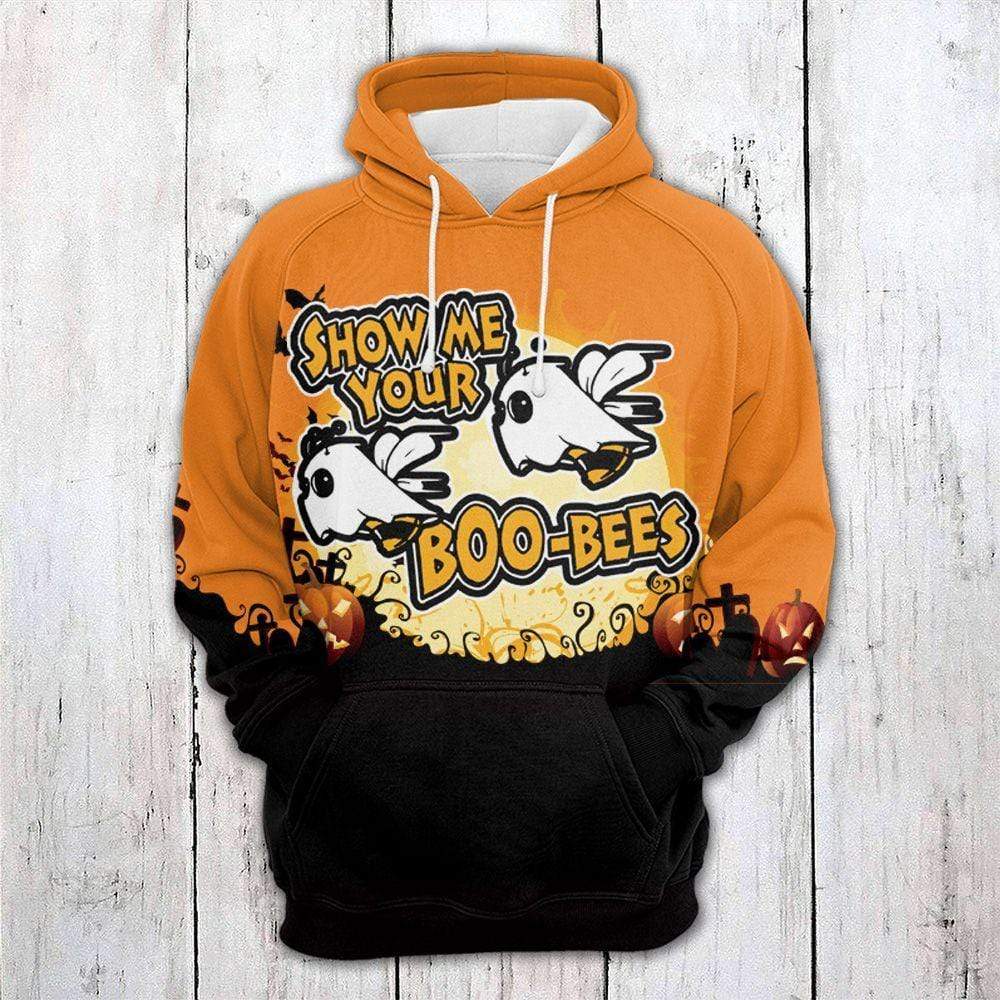 Gifury Halloween Hoodie Halloween Apparel Show Me Your Boo Bees Orange Hoodie Halloween Clothing 2023