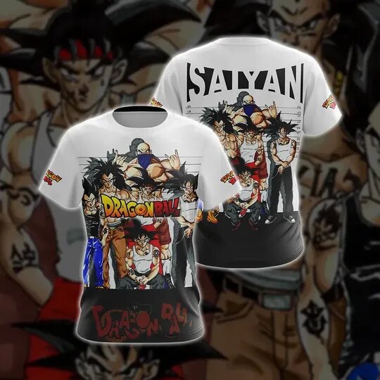 Dragon Ball T-shirt Saiyan Gang Dragon Ball Characters White Black T-shirt Dragon Ball Hoodie   