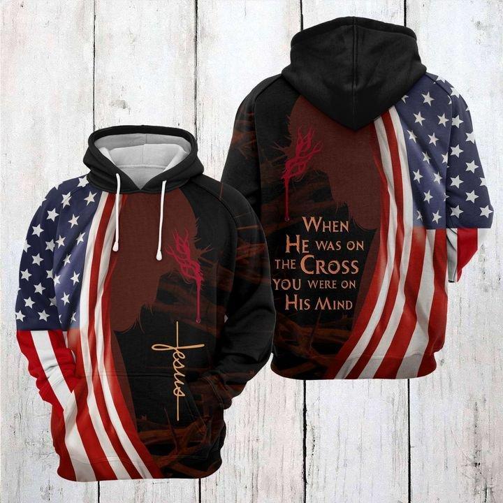  Jesus Hoodie When He Was On The Cross You Were On His Mind Red Hoodie Apparel Adult Full Print