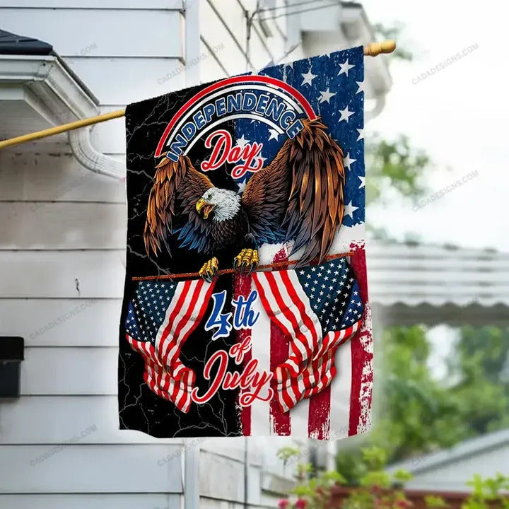 Independence Day Flags Bald Eagle American Flag 4th Of July Celebration Garden And House Flag