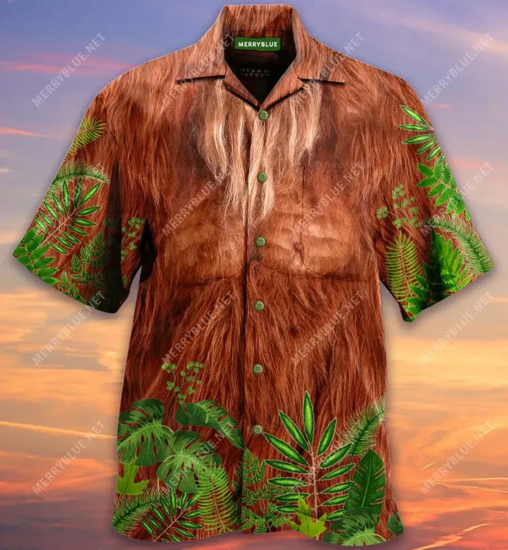 Bigfoot Hawaiian Shirt Bigfoot Fur In The Forest Costume Hawaii Aloha Shirt