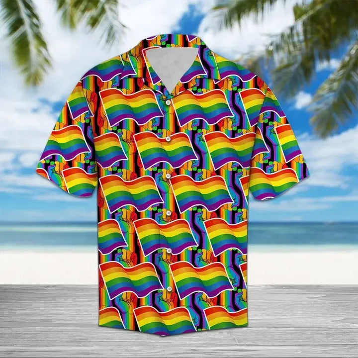 LGBT Pride Hawaiian Shirt LGBT Flag Pattern Hawaii Aloha Shirt