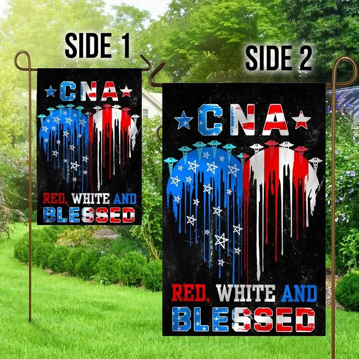 Independence Day Nurse Flags Nurse CNA Red White And Blessed Garden Flag 4th Of July House Flag