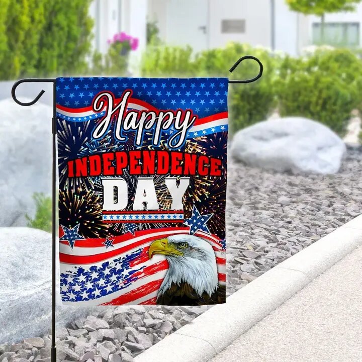 4th Of July Flags Holiday Celebration Fireworks Happy Independence Day American Bald Eagle Flag