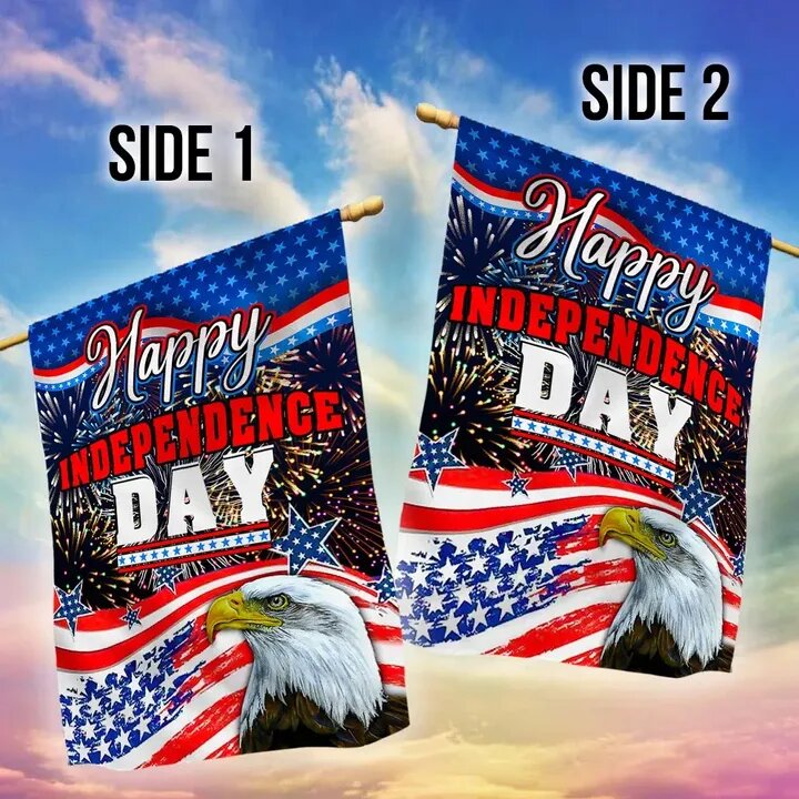 4th Of July Flags Holiday Celebration Fireworks Happy Independence Day American Bald Eagle Flag
