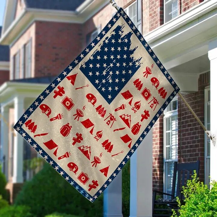 Independence Day Flags American Flag Camping Pattern 4th Of July Calebration Garden And House Flag
