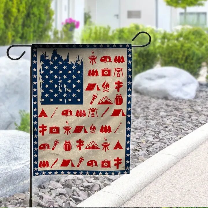 Independence Day Flags American Flag Camping Pattern 4th Of July Calebration Garden And House Flag