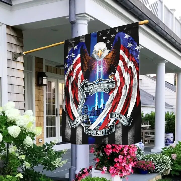 Gifury Patriot Day House Flag September 11th Flag Police Law Enforcement Never Forget 9-11-2001 Bravery Sacrifice Honor House Flag Patriot Day Flags 2022