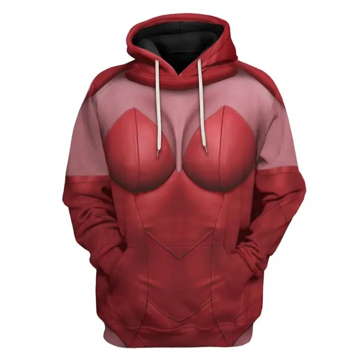 MV T-shirt Wandavision Shirt Scarlet Witch Comic Suit Costume Red Hoodie MV Hoodie