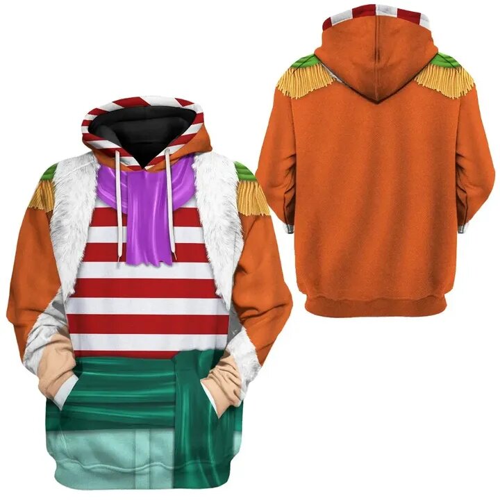 One Piece Shirt One Piece Shichibukai Buggy Costume Multicolor Hoodie  Colorful 