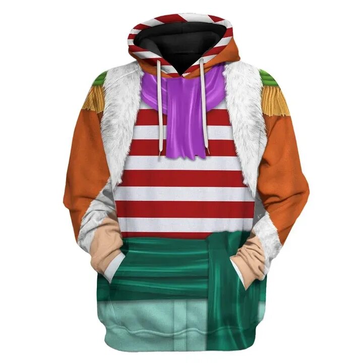 One Piece Shirt One Piece Shichibukai Buggy Costume Multicolor Hoodie  Colorful 