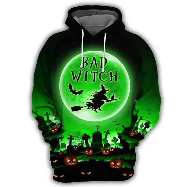 Gifury Halloween Shirt Halloween Apparel Halloween Bad Witch Green Black Hoodie Halloween Hoodie 2022