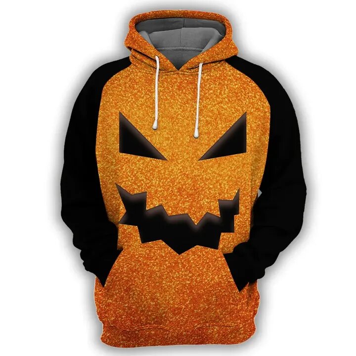 Gifury Halloween T-shirt Pumpkin Halloween Scary Face Orange Black Hoodie Halloween Hoodie Halloween Apparel 2022