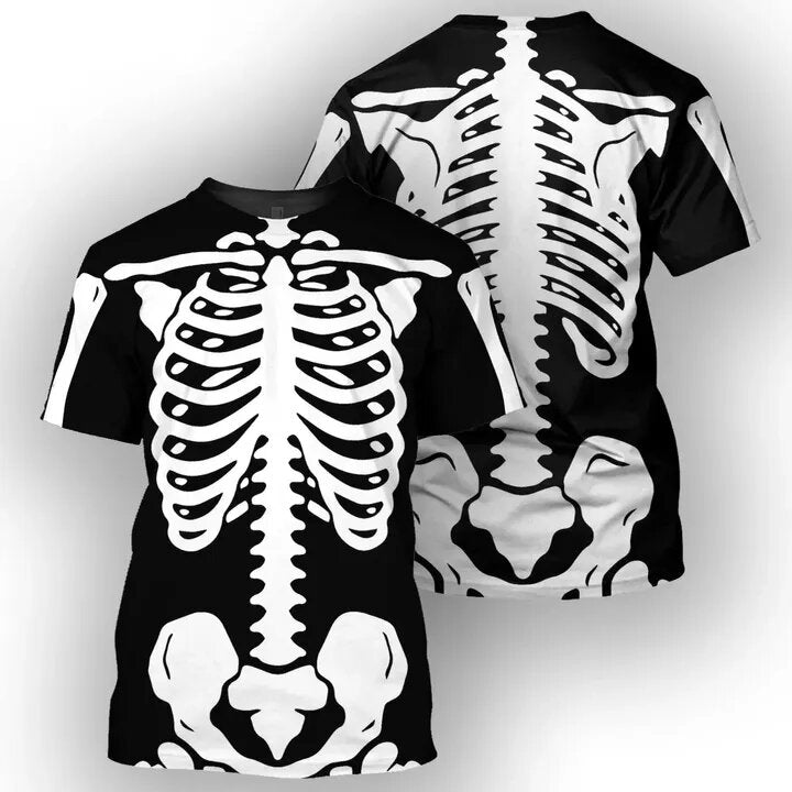 Gifury Halloween T-shirt Halloween Apparel Skeleton Shirt Whole Skeleton Costume Black White Hoodie Halloween Hoodie 2023