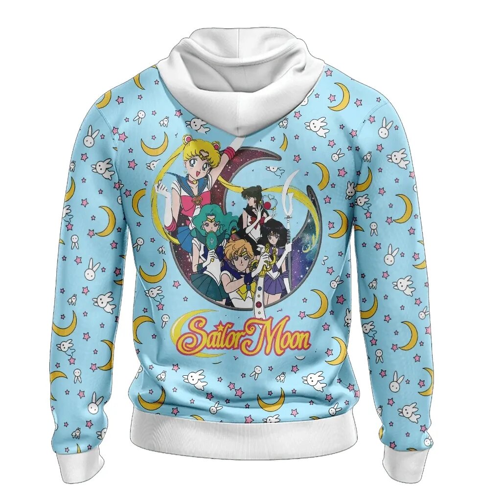 Sailor Moon Hoodie Sailor Moon Team Moon Rabbit Pattern Blue Hoodie Anime Clothing Ault 