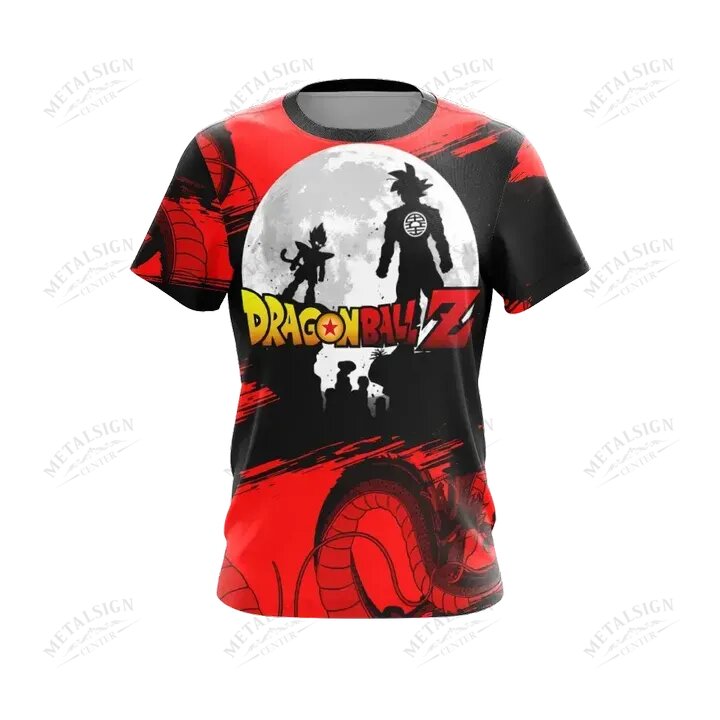 Dragon Ball Z T-shirt Dragon Ball Z Goku Dragon Under The Moon Black Red T-shirt Dragon Ball Z Hoodie  