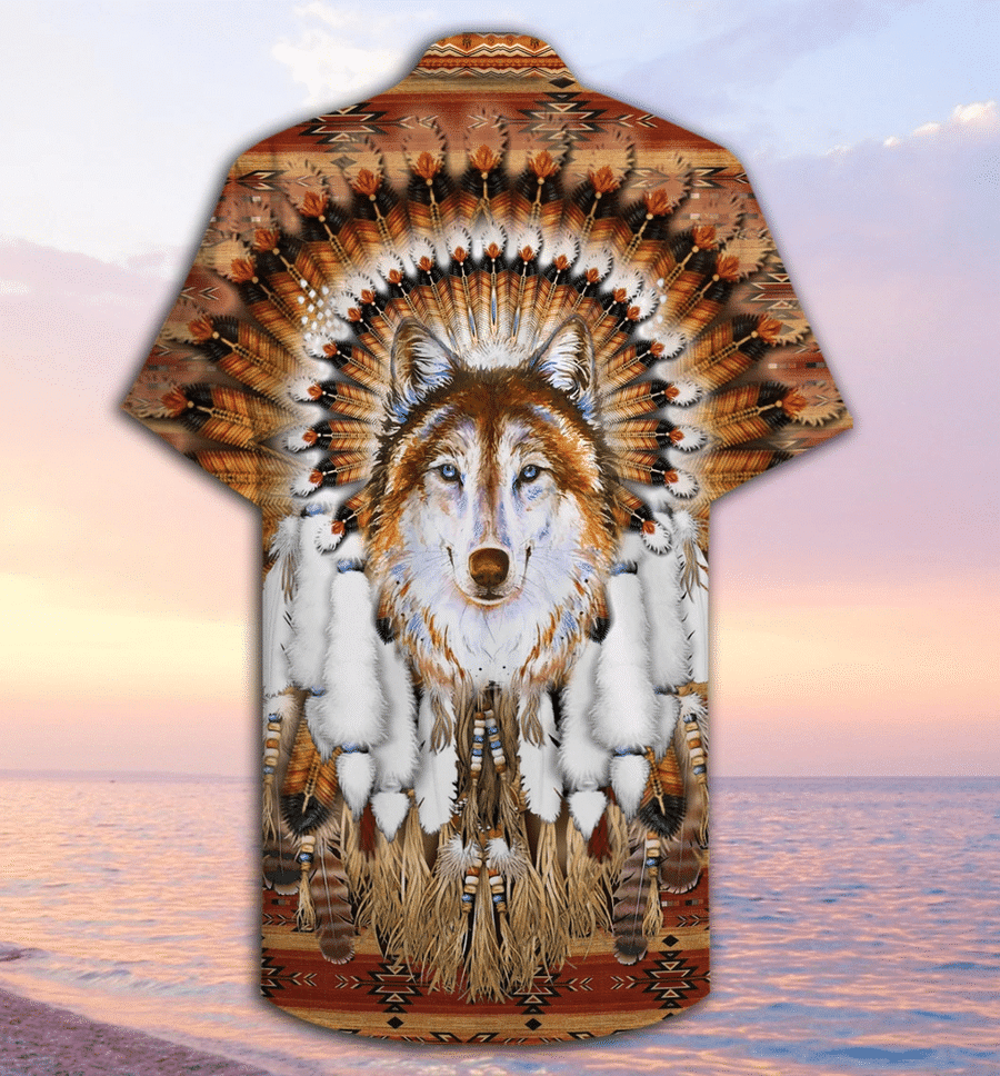 Gifury Native American Hawaii Shirt Native Wolf Feather Hawaiian Shirt Native American Aloha Shirt 2022