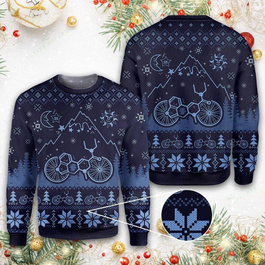 Gifury Bicycle Ugly Christmas Sweater LSD Bicycle Christmas Pattern Dark Blue Sweater Bicycle Sweater 2022