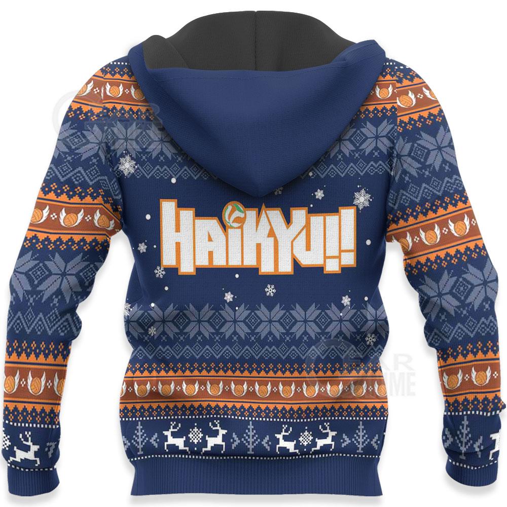  Haikyuu Hoodie Kageyama Hinata Kei Tadashi Christmas Pattern Blue Hoodie Anime Hoodie For Fan  Fill Print