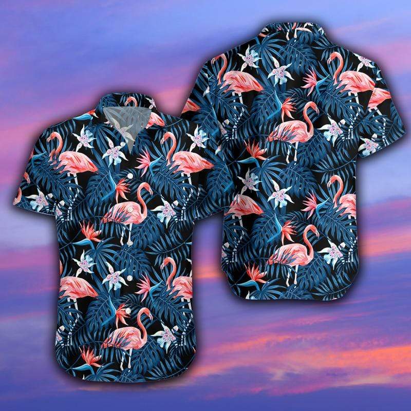 Gifury Flamingo Aloha Shirt Black Flamingo Forest Hawaiian Shirt Flamingo Aloha Shirt 2022