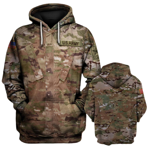 US Army Veteran Hoodie Vintage Camo Uniform 3D Hoodie