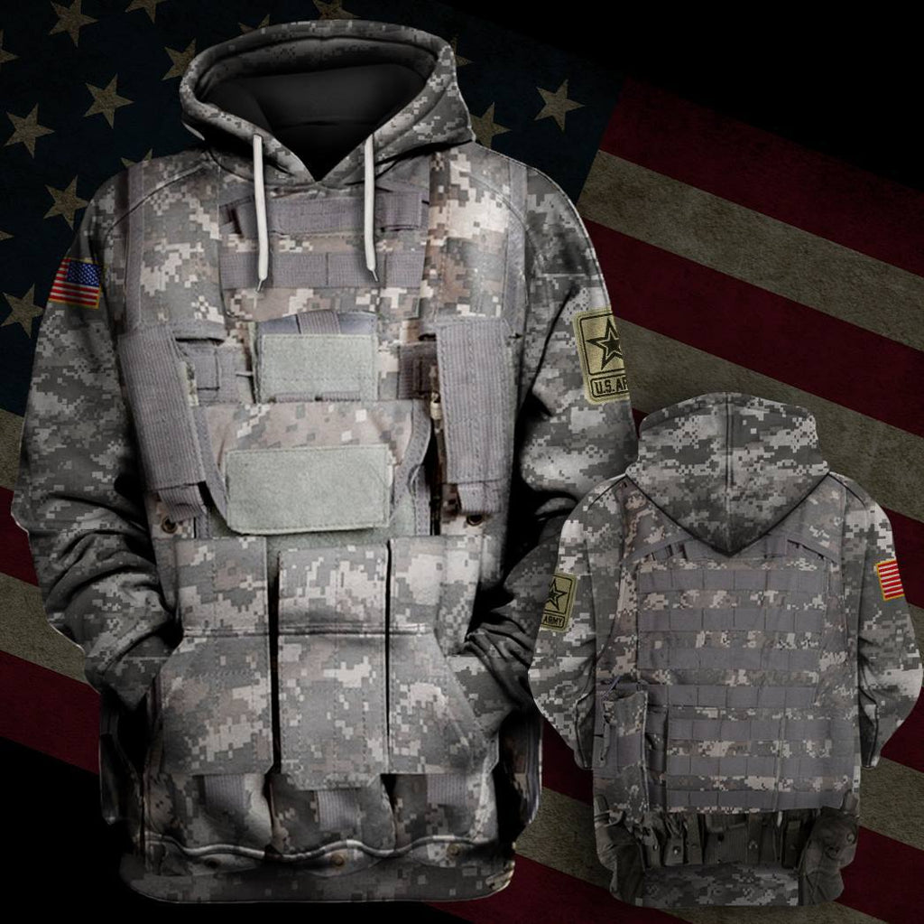Veteran U.S Army Hoodie US Army Uniform Costume With American Flag Hoodie