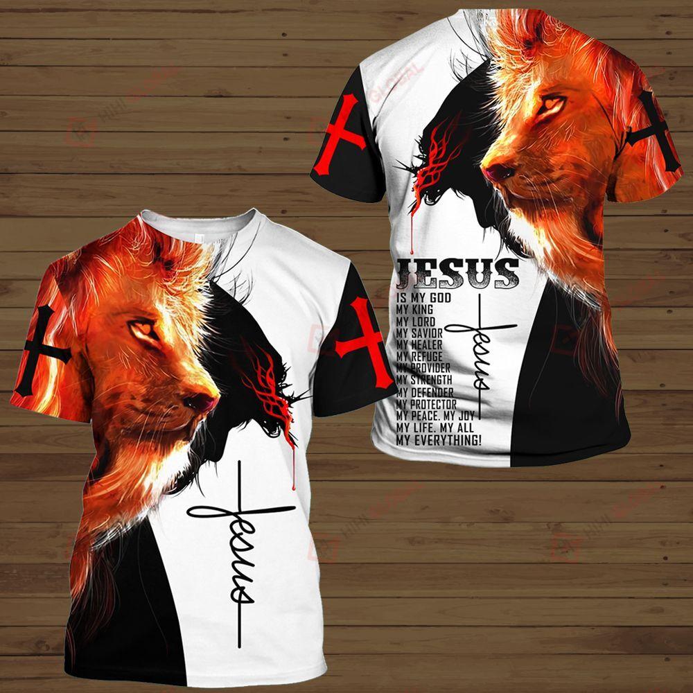  Jesus Shirt Jesus Is My God My Life My All My Everything Orange Lion T-shirt Hoodie Christian Apparel Adult Full Print