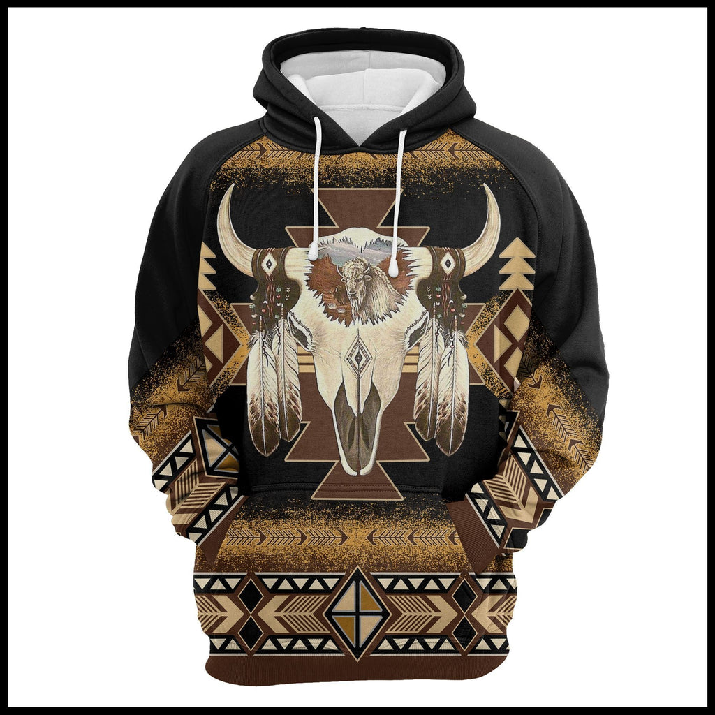 Gifury Native American Hoodie Native American Skull Pattern Brown Hoodie Native American Apparel 2022