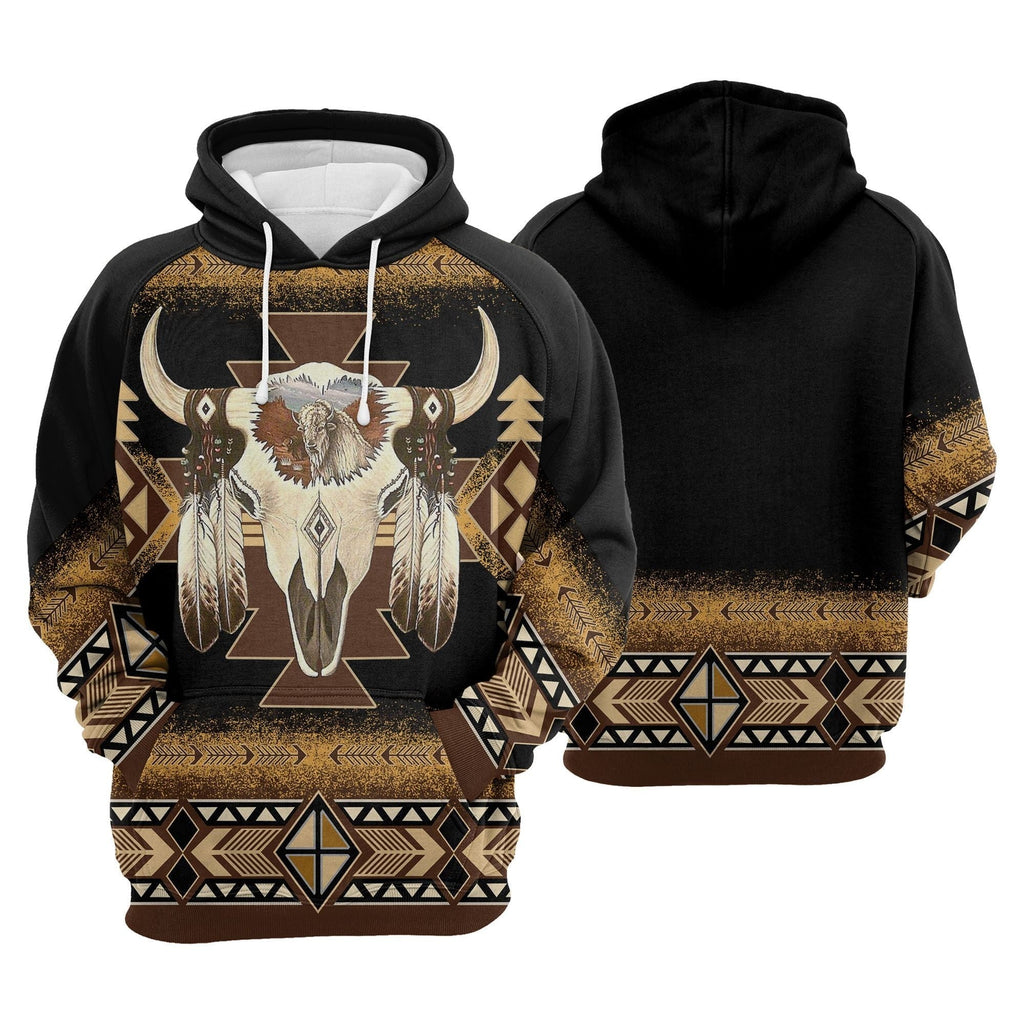 Gifury Native American Hoodie Native American Skull Pattern Brown Hoodie Native American Apparel 2022