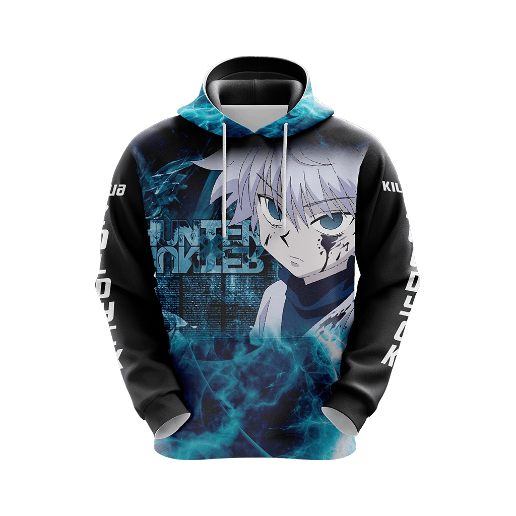  Hunter X Hunter Hoodie Glowing Killua Zoldyck Black Blue Hoodie Hunter X Hunter Merch  