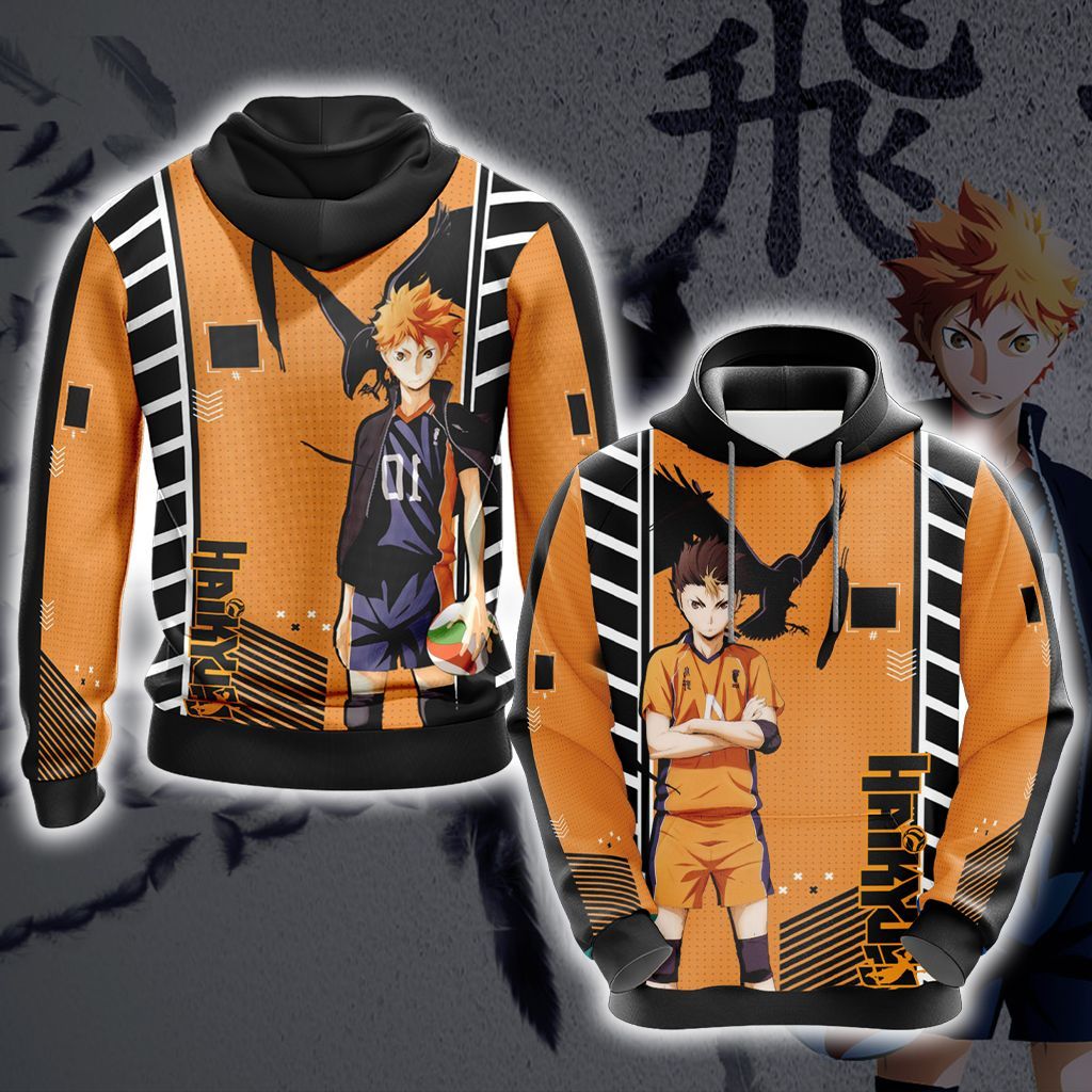  Haikyuu Hoodie Yu Nishinoya Hinata Shouyou Orange Black Hoodie Anime Hoodie Gift  