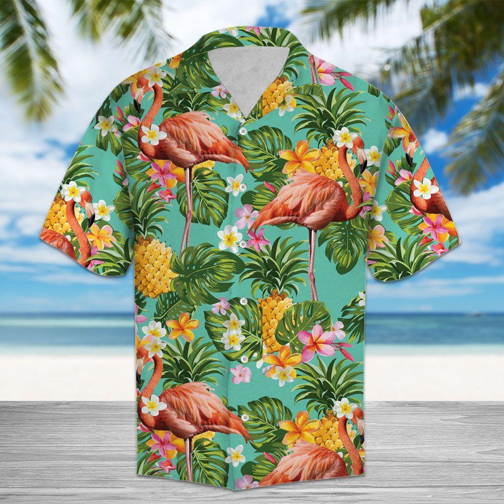 Gifury Flamingo Hawaii Shirt Orange Flamingo Tropical Pinapple Hawaiian Shirt Flamingo Aloha Shirt 2022