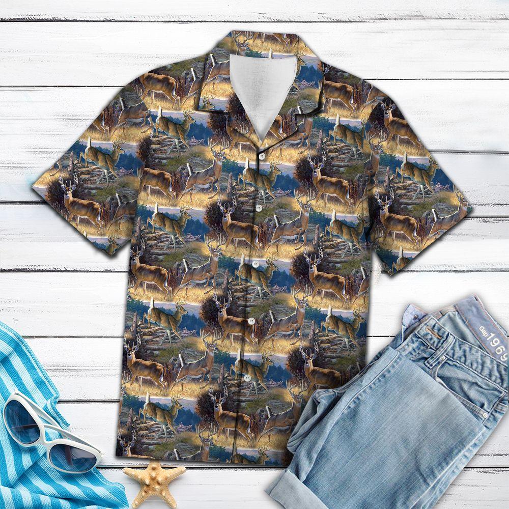 Gifury Deer 3D Hunting Shirt Hunting Aloha Shirt Deer Pattern 3D Hawaiian Shirt 2022