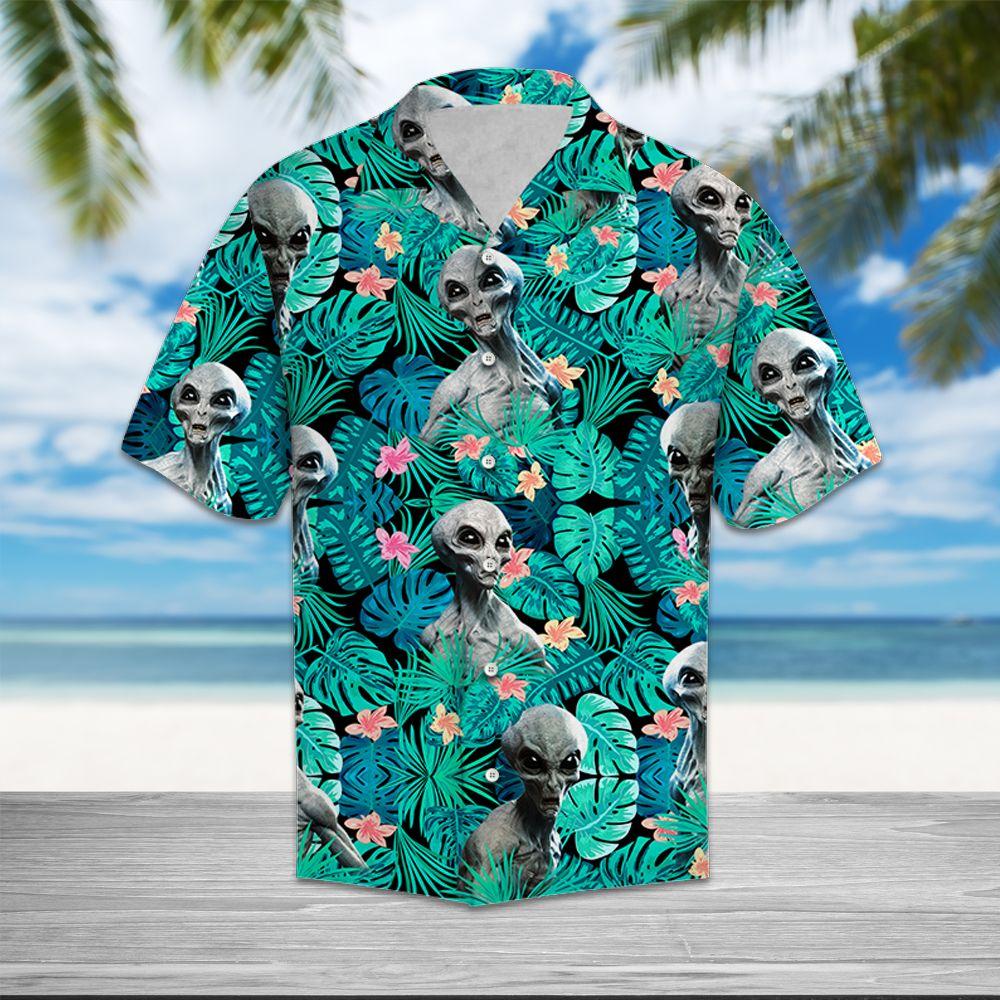 Alien Hawaiian Shirt Tropical Alien 3D Hawaii Aloha Shirt Adult Unisex Full Print