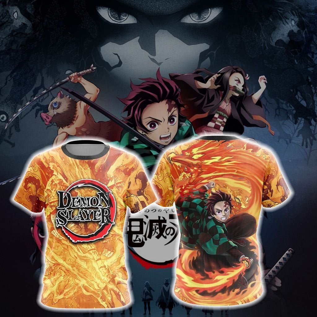  Demon Slayer Shirt Tanjirou Kamado Sun Breathing Fighting Fire Hoodie Demon Slayer Hoodie